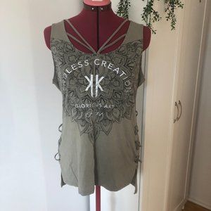 KÄRV Camelia Kaki Tank Top Mandala and strings XL